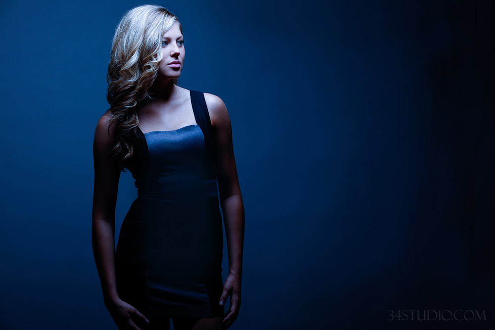 blu lighting in studio dallas fashion shoot