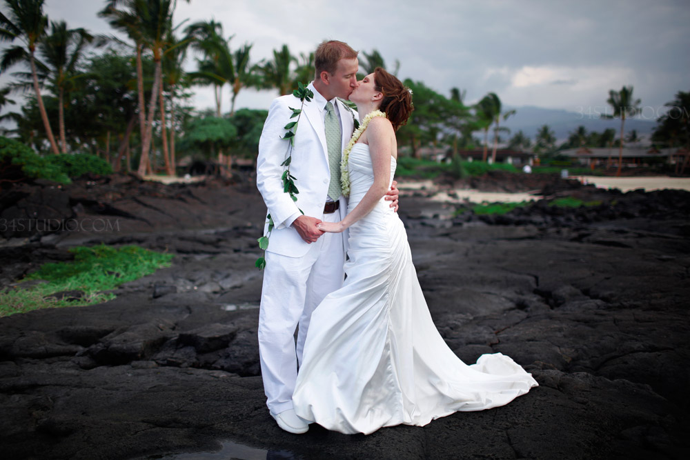 Hawaii big island hilton wedding photo on the private beach